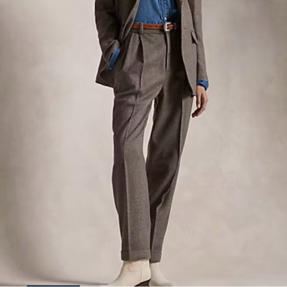 Ralph Lauren Taupe Herringbone Pants Size 10 - Picture 4 of 11